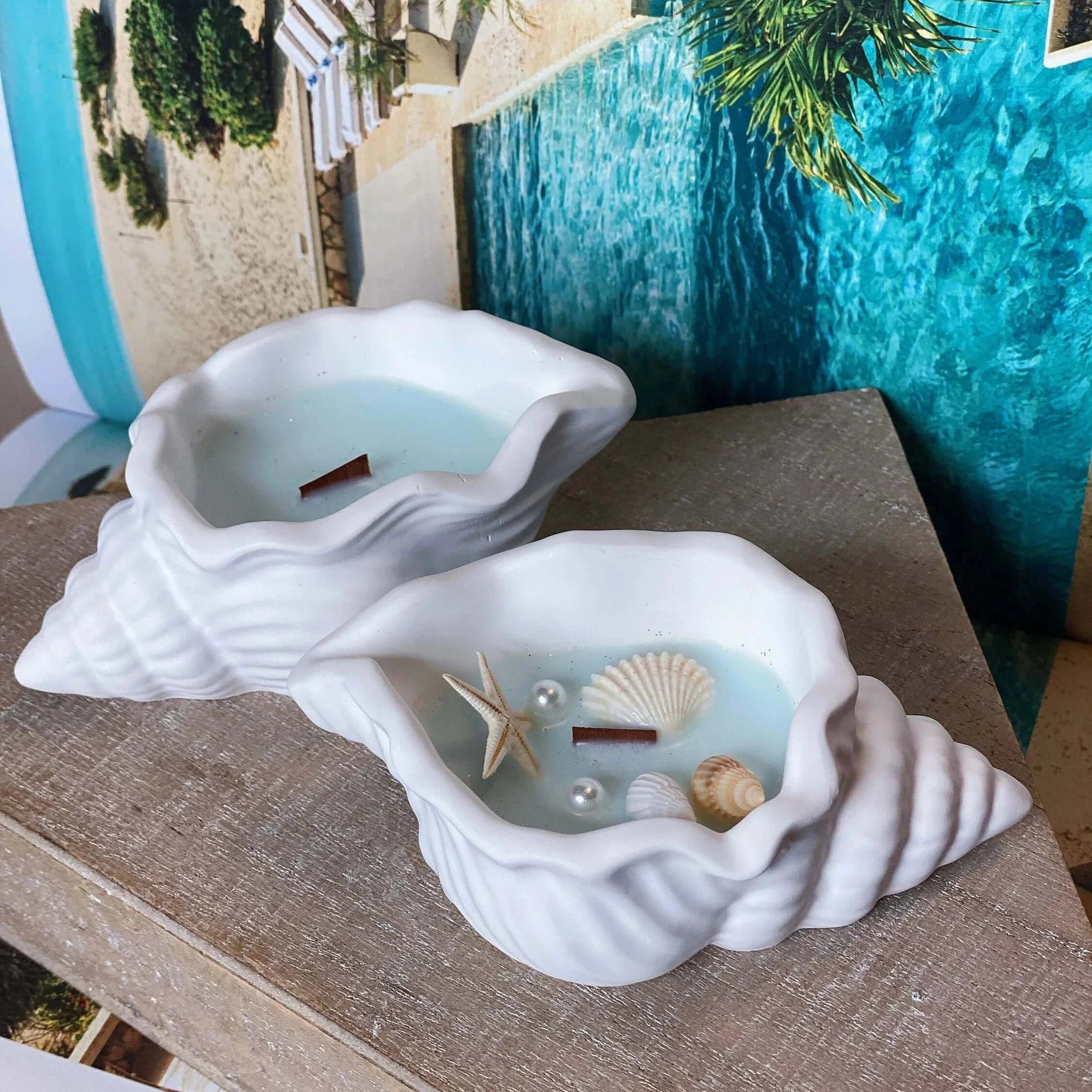 Ocean’s Whisper Scented Candle in Jesmonite Shell
